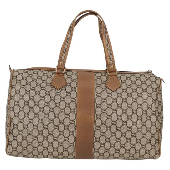 GUCCI GG Plus Supreme Boston Bag Pvc Beige Gold - Picture 3 of 13